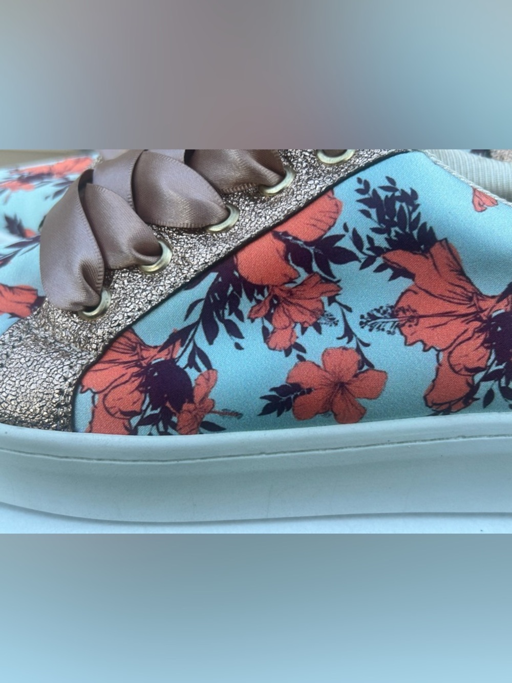 Chula Floral Sneakers Size 7 | Satin Laces Trendy Casual Shoes - Picture 5 of 10
